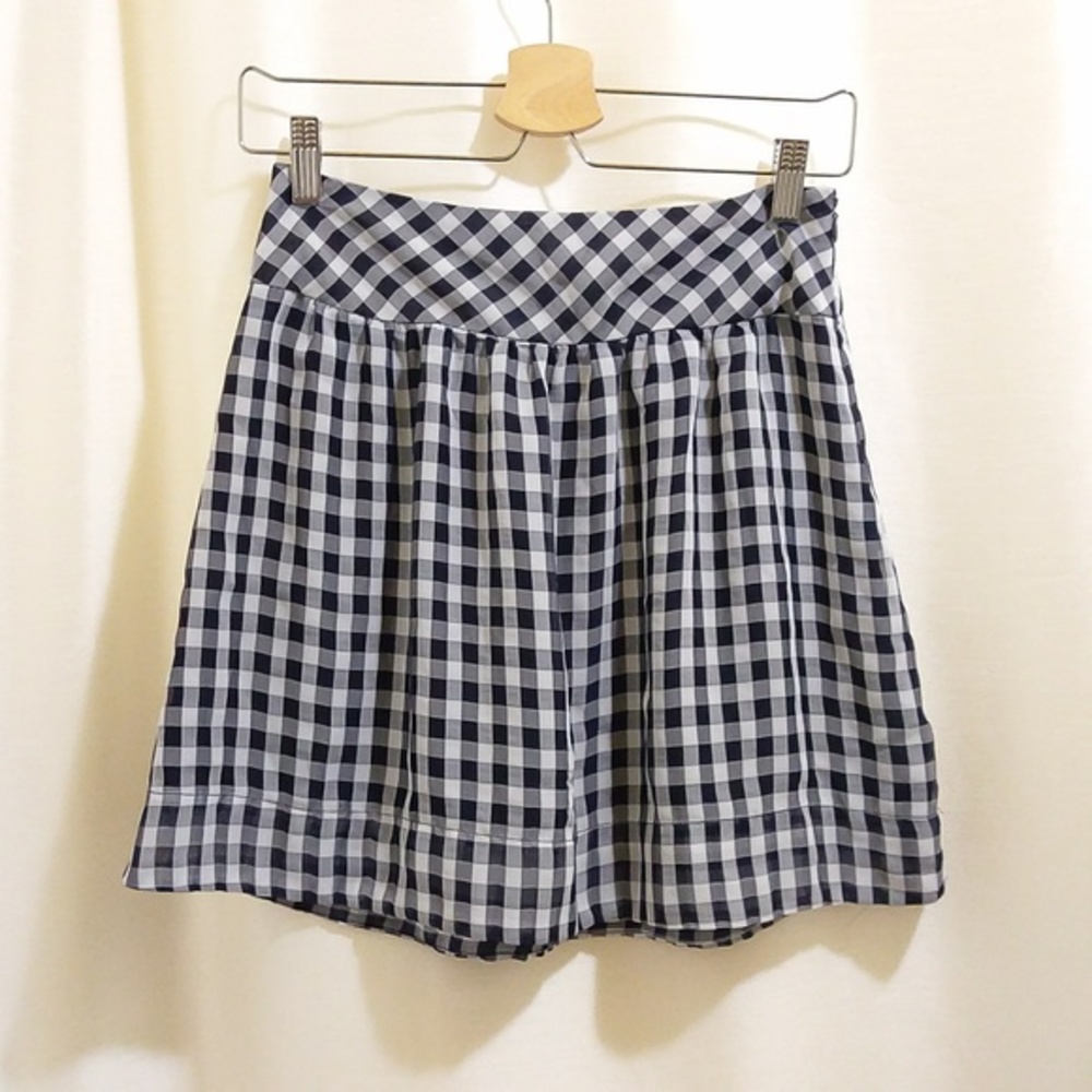 Gap‎ Black & White Gingham Chiffon Lined Mini Skirt - Sz 0